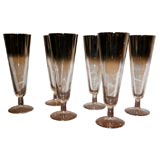 Set of Six Silver Rimmed Champagne Flutes