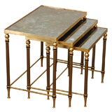 Classic mirrored nesting tables by Maison Jansen
