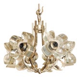 Molded glass flower chandelier in the style of Lalique