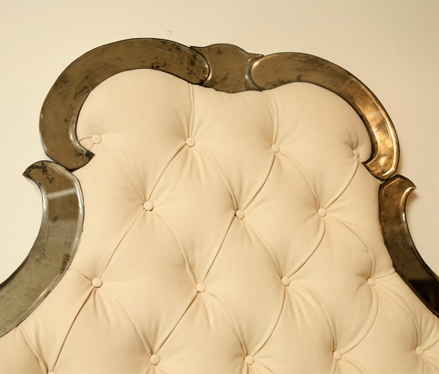Fabric Venetian Style Bed  Mirrored & Tufted