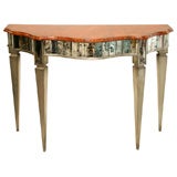 Silver Gilt Faux Marble Mirrored Scallop Console 7
