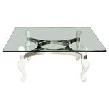 Chrome and Lacquer Coffee Table w/Glass Top