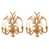 Pair of Hand Carved Wood Candle Sconces