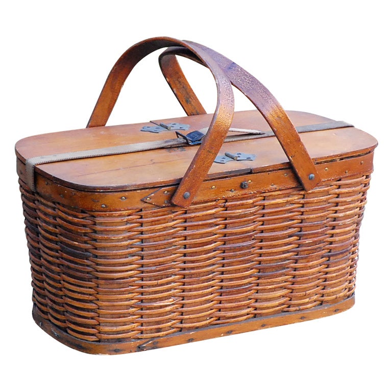 C. 1940 Hawkeye Woven Refrigerator Picnic Basket