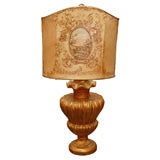 Stunning Giltwood Lamp Base with Hand Painted Shade