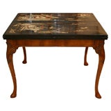 QUEEN ANNE STYLE WALNUT TABLE WITH A CHINESE COROMANDEL LACQUER