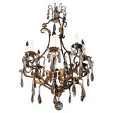 Antique FRENCH WROUGHT IRON CHANDELIER