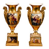 Pair of Old Paris Urns