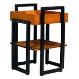 1930
s Side Table in Walnut and Lacquered Wood, Mirror Inset