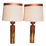 Fine Teak & Brass Danish Table Lamps