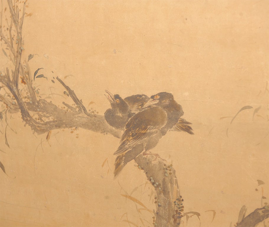 Japanese Duck and Sparrow Screen