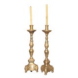 A Pair of 18th Century French Provençal Silver Gilt Candlesticks