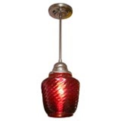 Ceiling Pendant Reduced Cranberry Red Restored 10