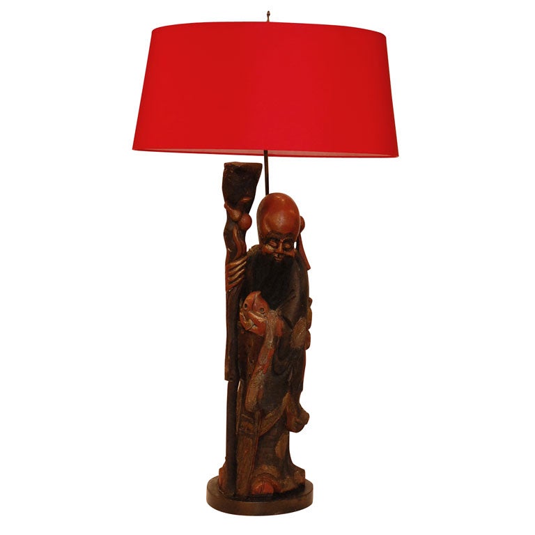 Chinese Figure Mounted as a Lamp For Sale