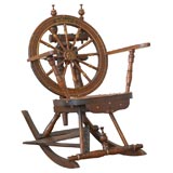 Antique 19THC EARLY AND FOLKY  SPINNING  WHEEL CHAIR W/ MOTHER ON TOP