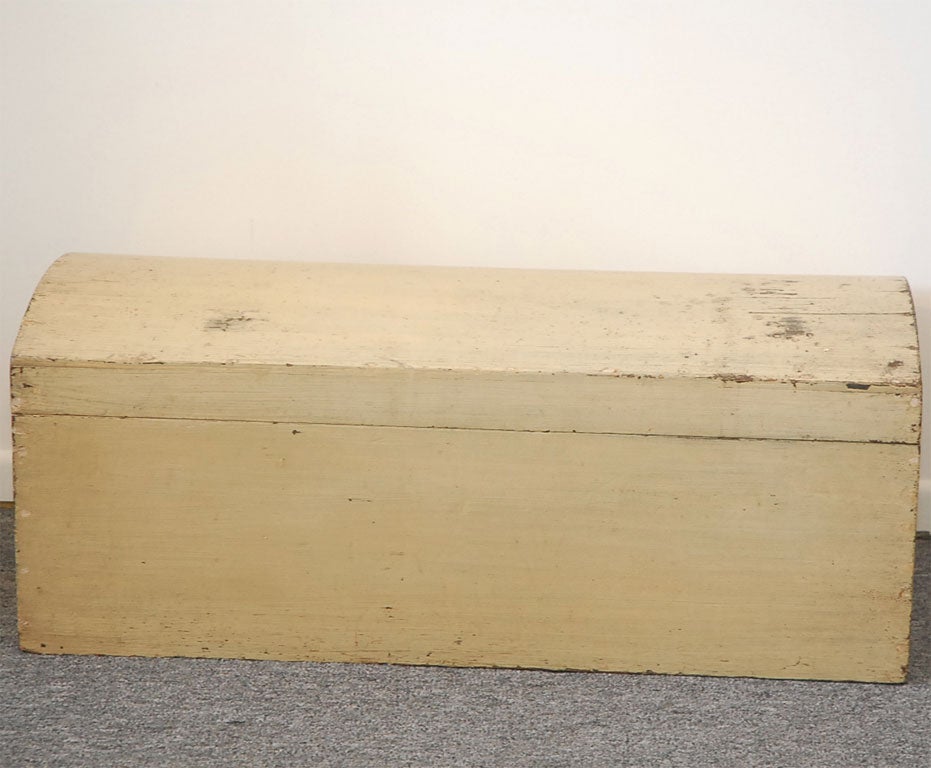 American WONDERFUL 19THC ORIGINAL PAINTED DOME TOP TRUNK/BOX
