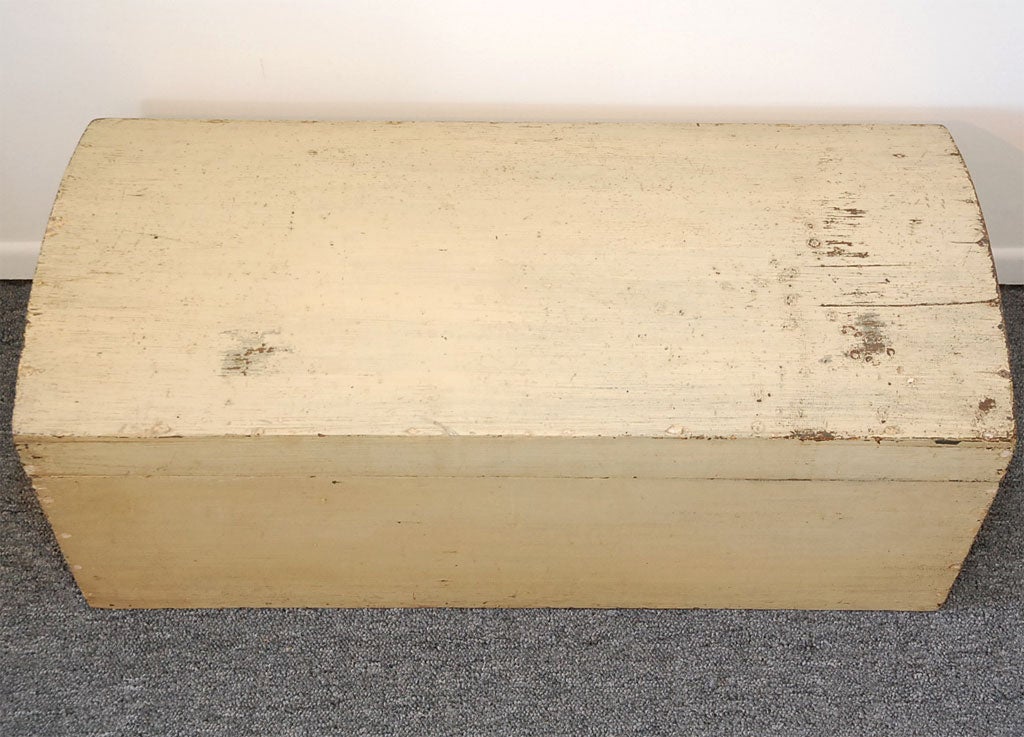 19th Century WONDERFUL 19THC ORIGINAL PAINTED DOME TOP TRUNK/BOX