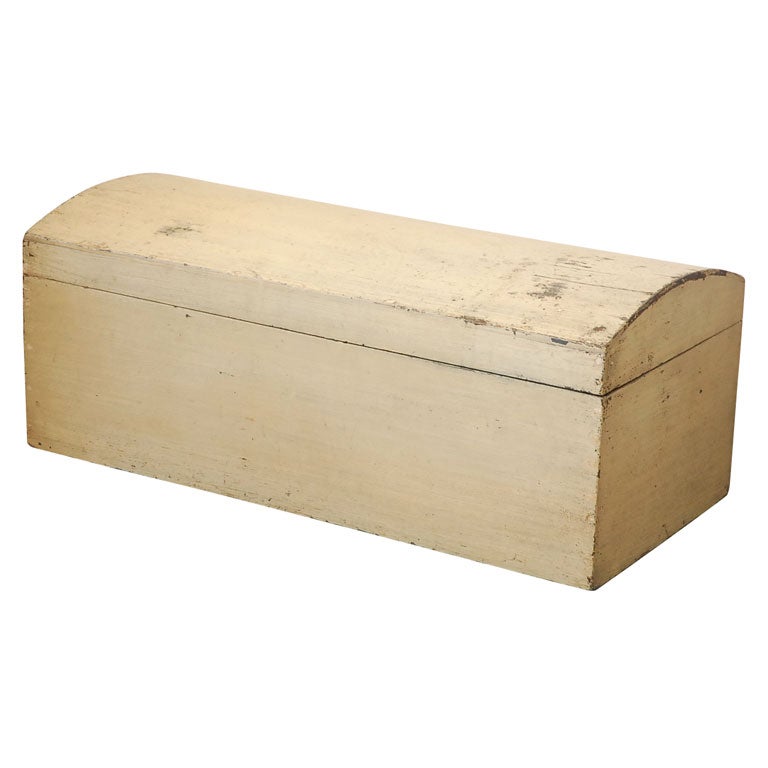 WONDERFUL 19THC ORIGINAL PAINTED DOME TOP TRUNK/BOX