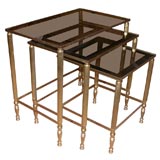 Antique Set of 19th Century Brass Nesting Tables