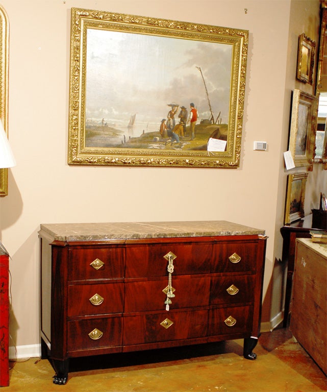 Dutch Empire Three Drawer Mahogany Lowboy with Marble Top
