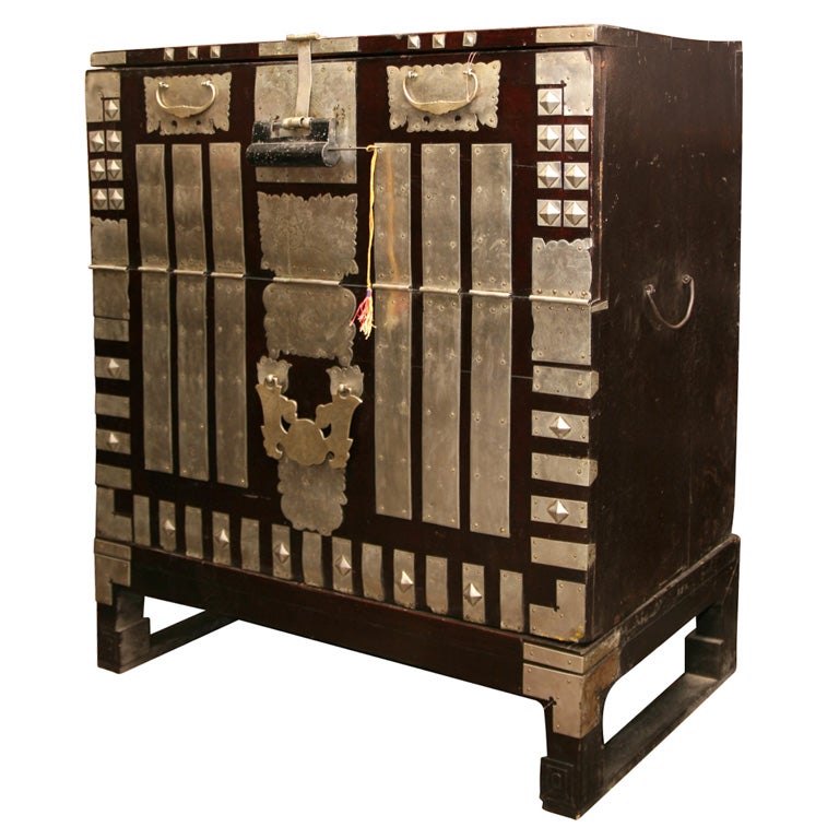 White Metal Embossed Blanket Chest