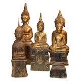 Antique Wood Carved Seated Buddhas