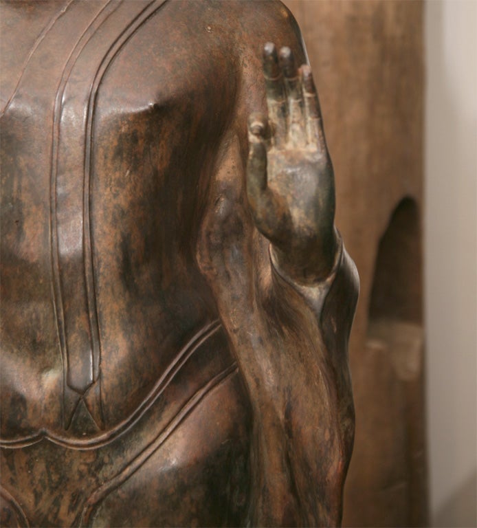 20th Century Bronze Walking Buddha