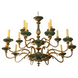 Italian Brass and Toile Chandelier