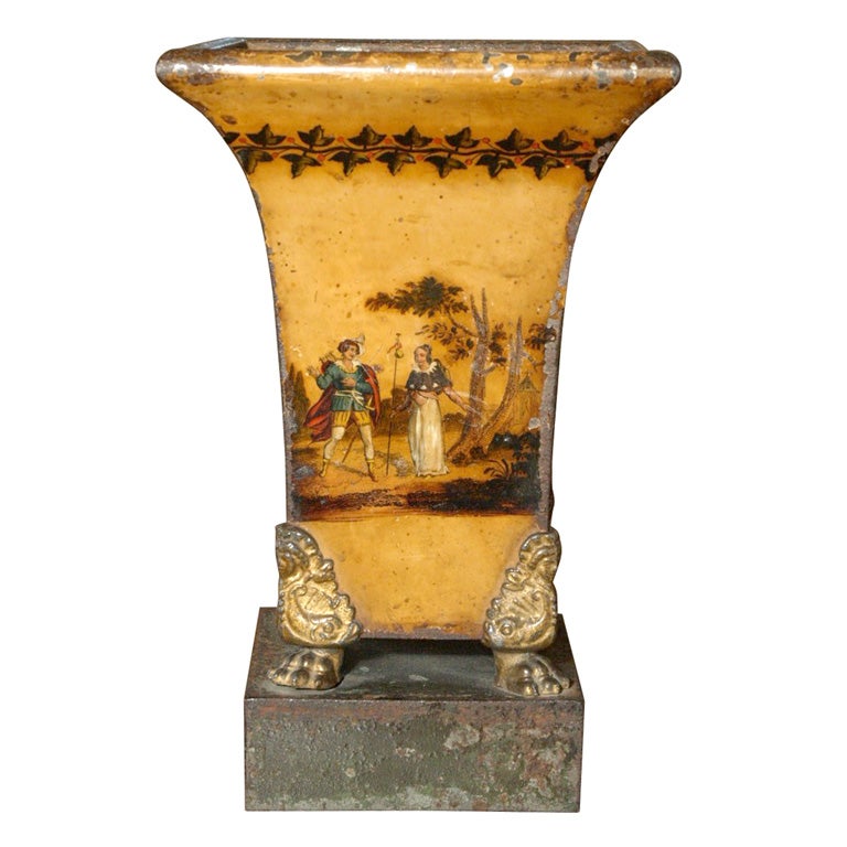 Single toleware painted jardiniere For Sale