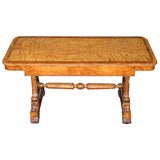 Wm. IV  Inlaid and Carved Wavy Birch Writing Table