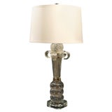 1940's Hollywood Crystal Plume Lamp with Frosted Ball Detail