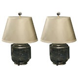 Pair of Art Deco Etched Glass Lamps by Hunt Dietrich