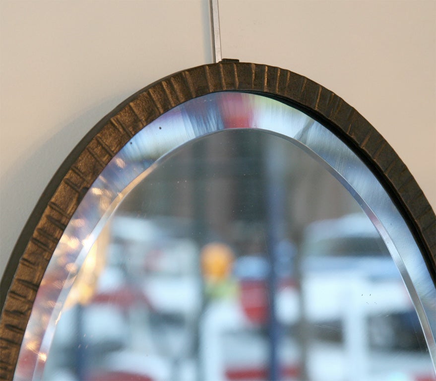 20th Century Art Deco Hand Wrought Iron Mirror in the Manner of Edgar Brandt