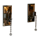 Vintage Pair of 1940's Hollywood Mirrored Sconces