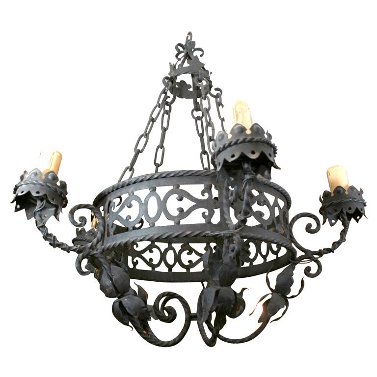 Pair of Wrought Iron Chandeliers