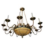 Large Neo Classic Chandelier with Glass Inset