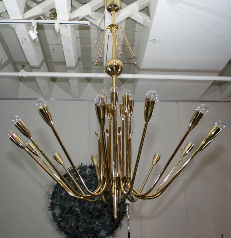 Large Brass Multi-Arm Chandelier