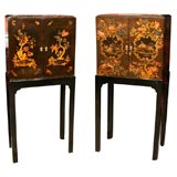 Unusual Pair of Black Lacquered Cabinets, 19th century