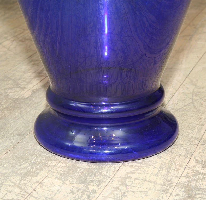 French A Cobalt Baluster Form Glass Vase