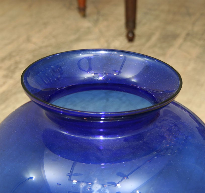 20th Century A Cobalt Baluster Form Glass Vase