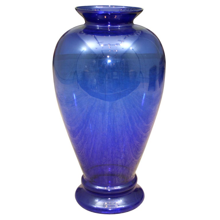 A Cobalt Baluster Form Glass Vase