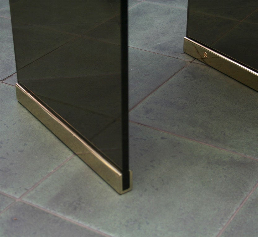 Smoked Glass and Brass  Pace waterfall Side Table