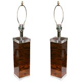 Pair of Lucite Table Lamps in the Style of Karl Springer