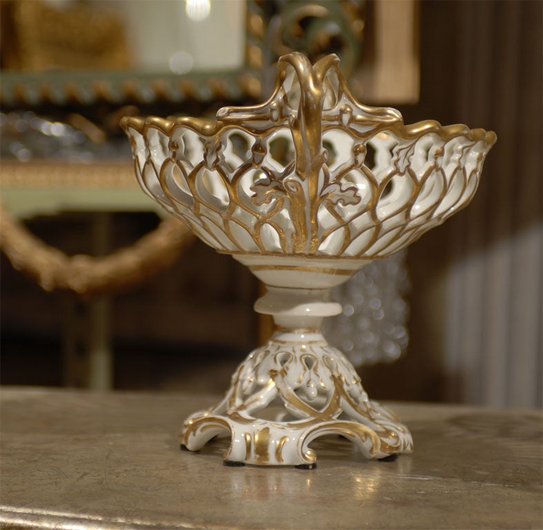 20th Century Set of  Vieux Paris Porcelain Baskets w/ gilt highlights