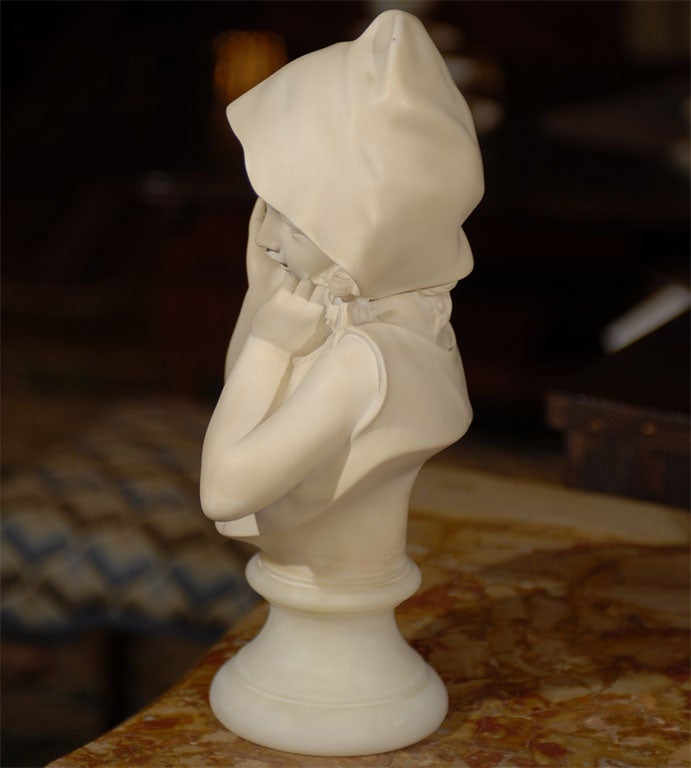 Italian 19th Century Alabaster Bust of a young girl