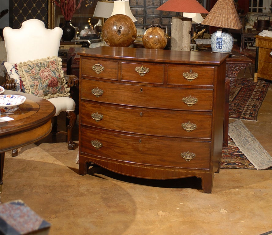 19th C. Georgian Mahogany Bow Front Chest
