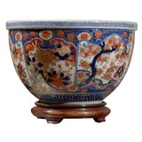19th C. Imari bowl w/ cobalt blue, gold, & bittersweet florals