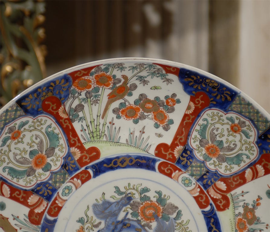 20th Century Large 19th C. Imari Porcelain Charger w/ multicolor floral decor