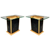 PAIR of Vintage Side Tables With Trapunto Patent Leather PAIR of Vintage Side Tables With Trapunto Patent Leather