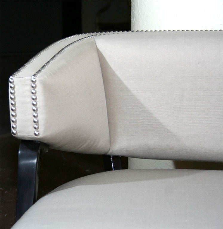 American Klismos Lounge Chair with Nickel Nailhead Detail by Billy Haines